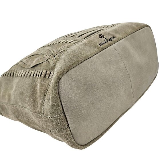 NANETTE LEPORE Bone Suede Hobo Shoulder Bag with Intricate Woven Design - Picture 4 of 11